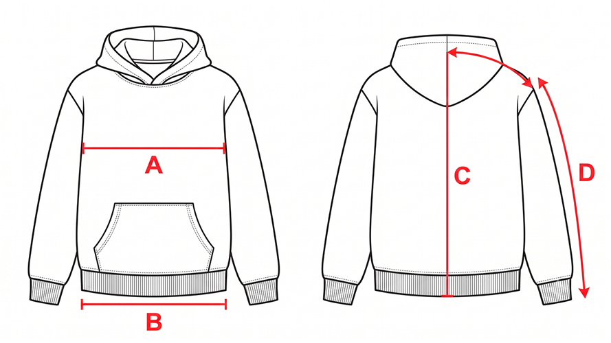 Guía de talles de hoodie