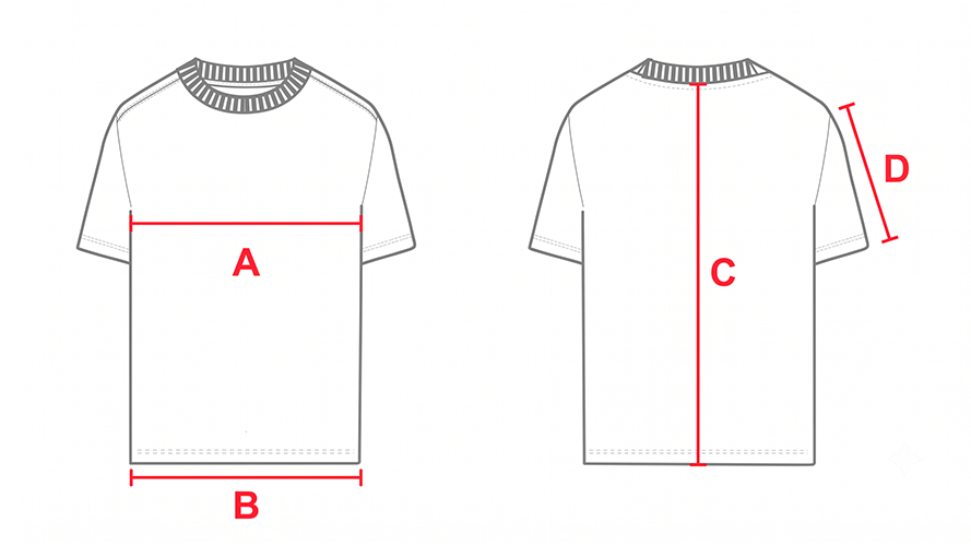 Guía de talles de remera regular